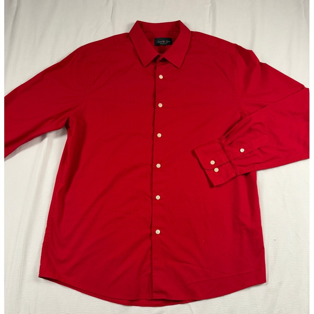 David Taylor Collection Mens Long Sleeve Button Down Dress Shirt Red Size L